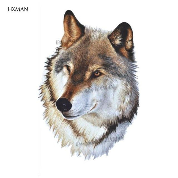 HXMAN Wolf Temporary Tattoo Stickers Waterproof Women Fake Hand Animal Tattoos Adult Men Body Art 9.8X6cm A-085