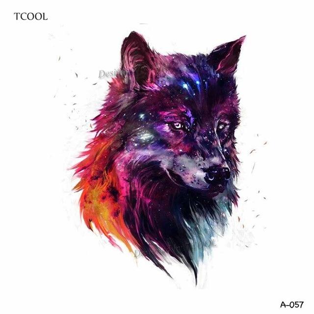 HXMAN Wolf Temporary Tattoo Stickers Waterproof Women Fake Hand Animal Tattoos Adult Men Body Art 9.8X6cm A-085
