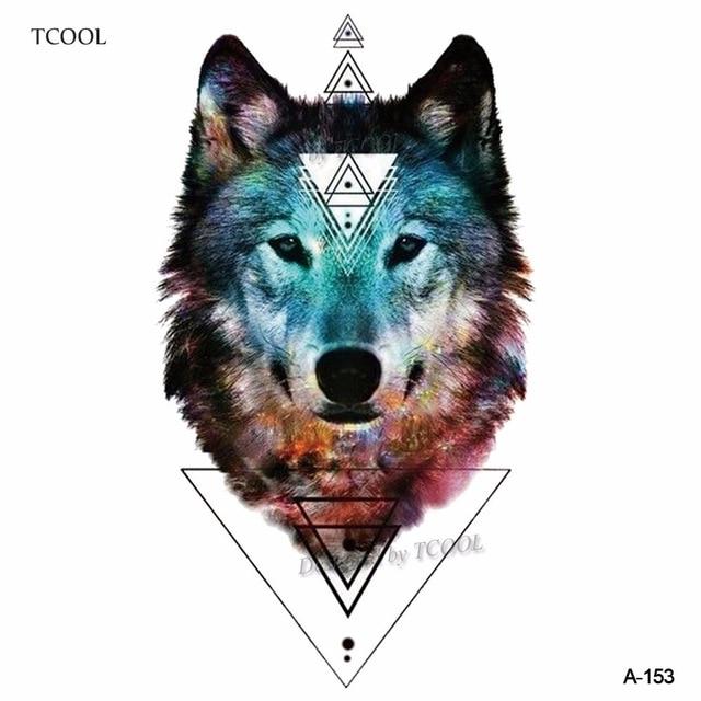 HXMAN Wolf Temporary Tattoo Stickers Waterproof Women Fake Hand Animal Tattoos Adult Men Body Art 9.8X6cm A-085