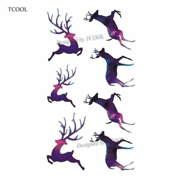HXMAN Watercolor Deer Temporary Fake Tattoo Body Art Sticker Animal Waterproof Women Men Hand Tattoo Hot Design 9.8X6cm A-118