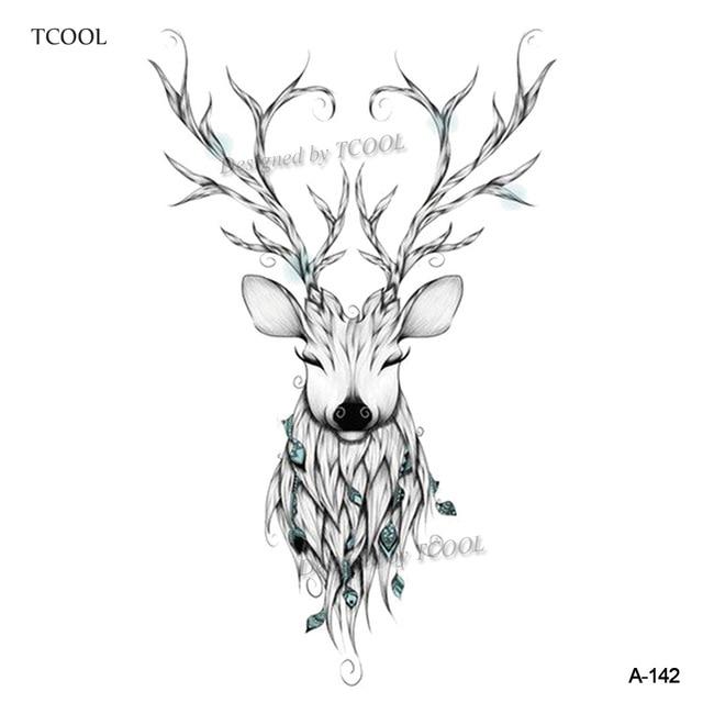 HXMAN Watercolor Deer Temporary Fake Tattoo Body Art Sticker Animal Waterproof Women Men Hand Tattoo Hot Design 9.8X6cm A-118