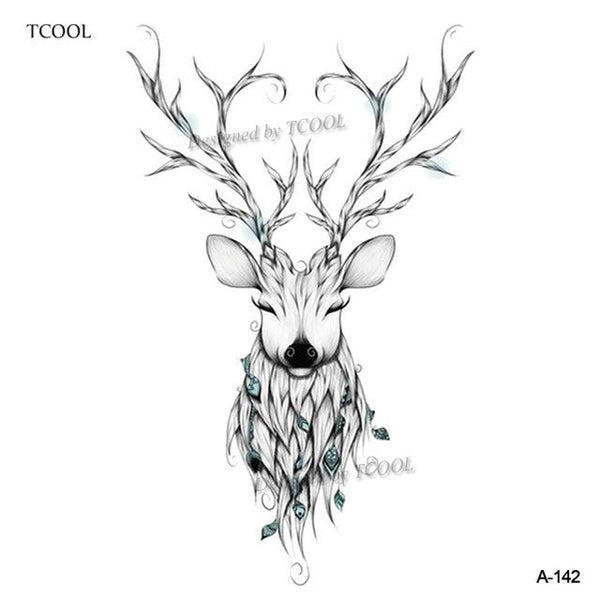 HXMAN Watercolor Deer Temporary Fake Tattoo Body Art Sticker Animal Waterproof Women Men Hand Tattoo Hot Design 9.8X6cm A-118