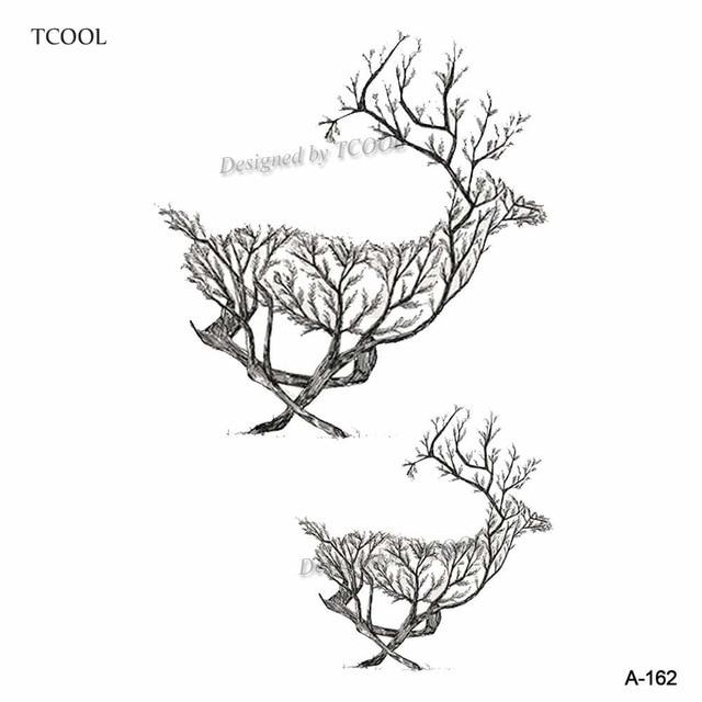 HXMAN Watercolor Deer Temporary Fake Tattoo Body Art Sticker Animal Waterproof Women Men Hand Tattoo Hot Design 9.8X6cm A-118