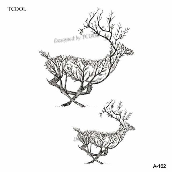 HXMAN Watercolor Deer Temporary Fake Tattoo Body Art Sticker Animal Waterproof Women Men Hand Tattoo Hot Design 9.8X6cm A-118