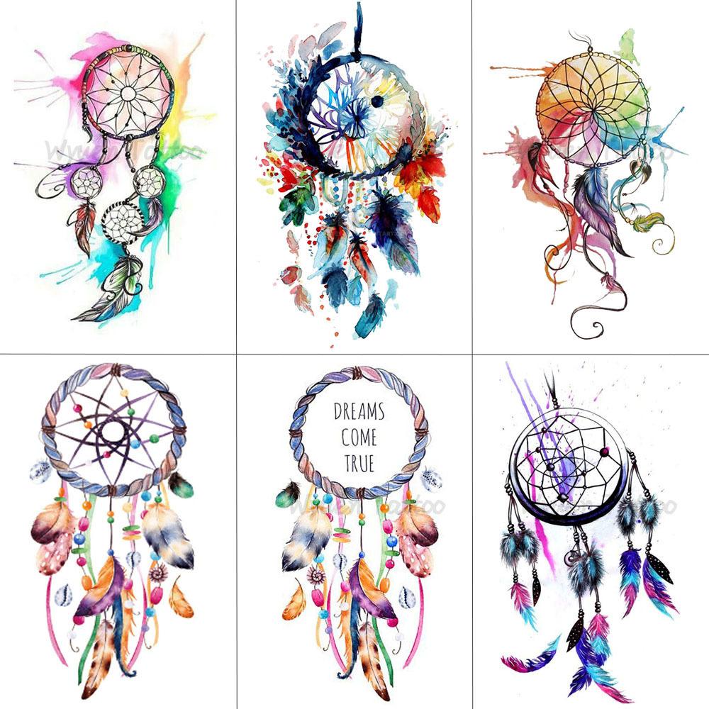 HXMAN Dreamcatcher Temporary Fake Tattoo Body Art Sticker Waterproof Women Fashion Hand Tattoo Sticker for Kids 9.8X6cm T-006