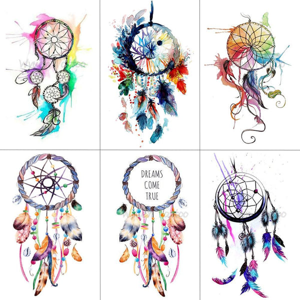 HXMAN Dreamcatcher Temporary Fake Tattoo Body Art Sticker Waterproof Women Fashion Hand Tattoo Sticker for Kids 9.8X6cm T-006