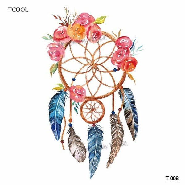HXMAN Dreamcatcher Temporary Fake Tattoo Body Art Sticker Waterproof Women Fashion Hand Tattoo Sticker for Kids 9.8X6cm T-006