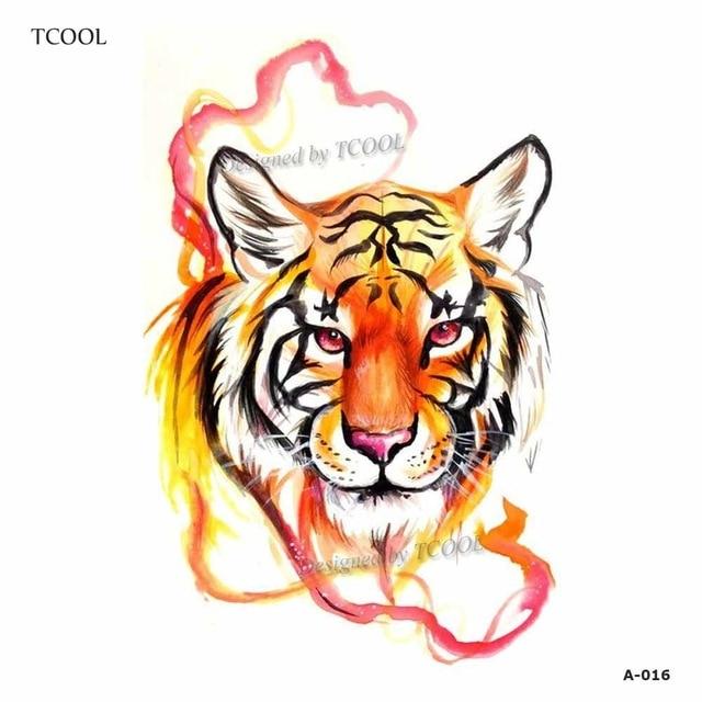 HXMAN Tiger Temporary Watercolor Tattoo Sticker Waterproof Women Fashion Fake Body Art Arm Tattoos 9.8X6cm Kids Hand Tatoo A-044