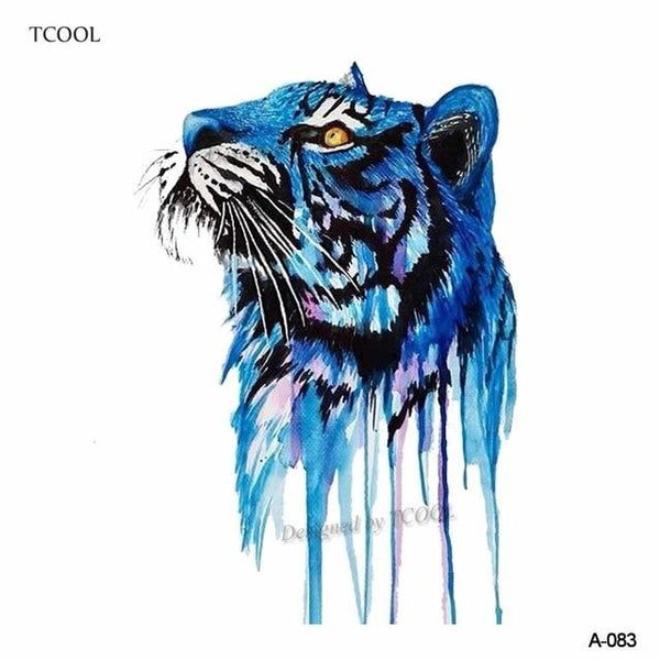 HXMAN Tiger Temporary Watercolor Tattoo Sticker Waterproof Women Fashion Fake Body Art Arm Tattoos 9.8X6cm Kids Hand Tatoo A-044