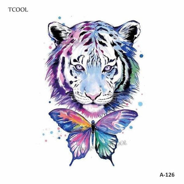 HXMAN Tiger Temporary Watercolor Tattoo Sticker Waterproof Women Fashion Fake Body Art Arm Tattoos 9.8X6cm Kids Hand Tatoo A-044