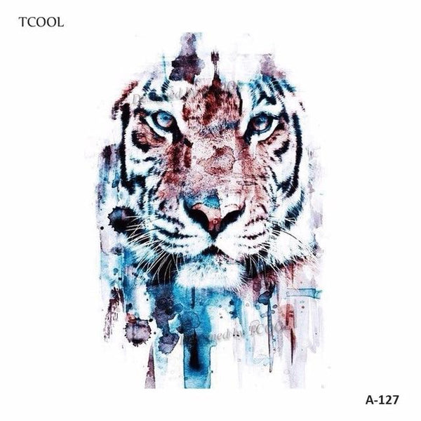 HXMAN Tiger Temporary Watercolor Tattoo Sticker Waterproof Women Fashion Fake Body Art Arm Tattoos 9.8X6cm Kids Hand Tatoo A-044