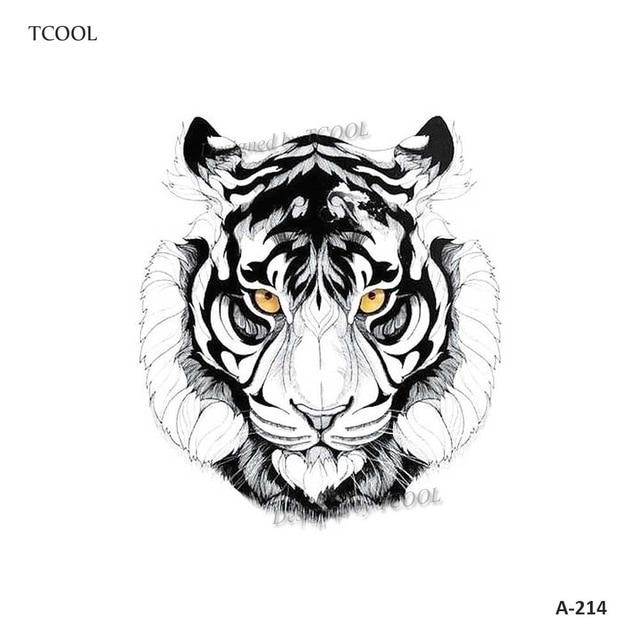 HXMAN Tiger Temporary Watercolor Tattoo Sticker Waterproof Women Fashion Fake Body Art Arm Tattoos 9.8X6cm Kids Hand Tatoo A-044