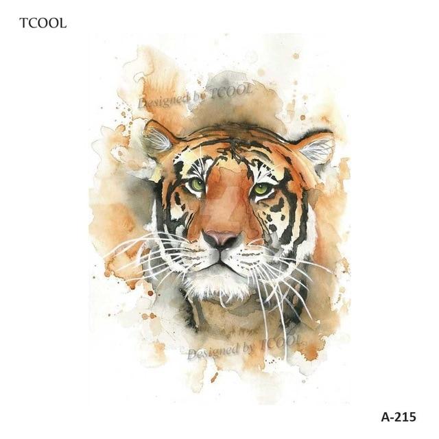 HXMAN Tiger Temporary Watercolor Tattoo Sticker Waterproof Women Fashion Fake Body Art Arm Tattoos 9.8X6cm Kids Hand Tatoo A-044