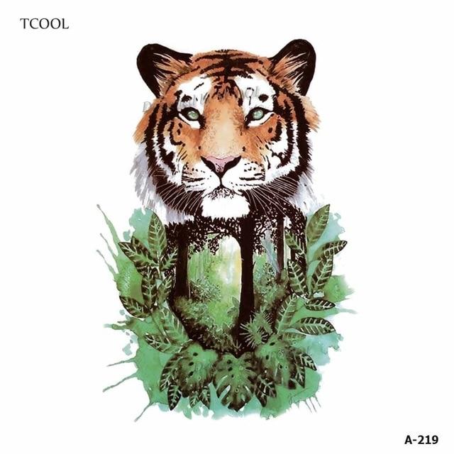 HXMAN Tiger Temporary Watercolor Tattoo Sticker Waterproof Women Fashion Fake Body Art Arm Tattoos 9.8X6cm Kids Hand Tatoo A-044