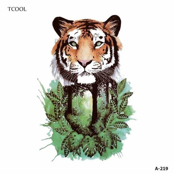 HXMAN Tiger Temporary Watercolor Tattoo Sticker Waterproof Women Fashion Fake Body Art Arm Tattoos 9.8X6cm Kids Hand Tatoo A-044