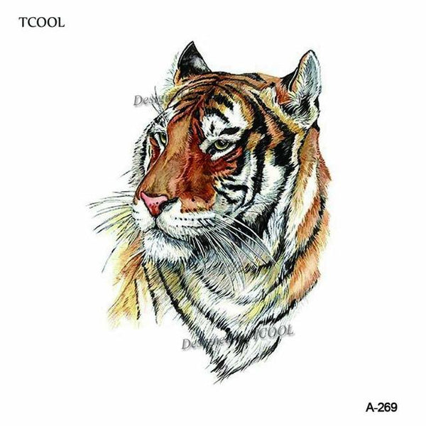 HXMAN Tiger Temporary Watercolor Tattoo Sticker Waterproof Women Fashion Fake Body Art Arm Tattoos 9.8X6cm Kids Hand Tatoo A-044