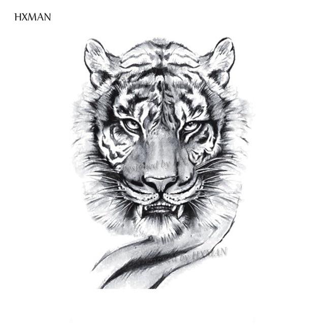 HXMAN Tiger Temporary Watercolor Tattoo Sticker Waterproof Women Fashion Fake Body Art Arm Tattoos 9.8X6cm Kids Hand Tatoo A-044