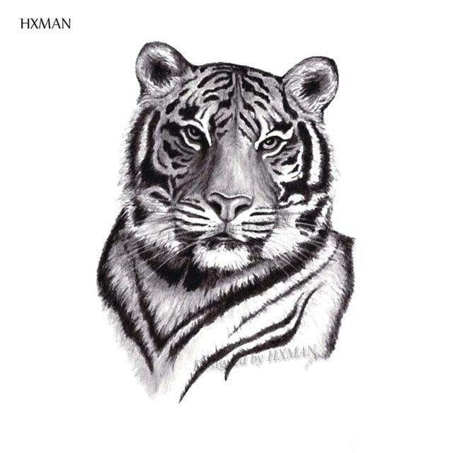 HXMAN Tiger Temporary Watercolor Tattoo Sticker Waterproof Women Fashion Fake Body Art Arm Tattoos 9.8X6cm Kids Hand Tatoo A-044
