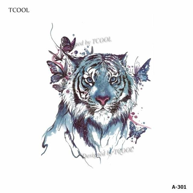 HXMAN Tiger Temporary Watercolor Tattoo Sticker Waterproof Women Fashion Fake Body Art Arm Tattoos 9.8X6cm Kids Hand Tatoo A-044