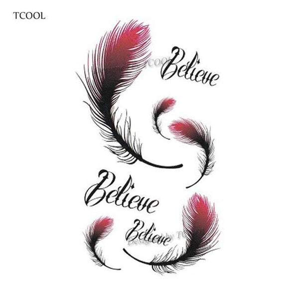 HXMAN Feather Temporary Tattoos Waterproof Women Tattoo Sticker Fashion Fake Body Art Men 10.5X6cm Kids Adult Hand Tatoo B-012