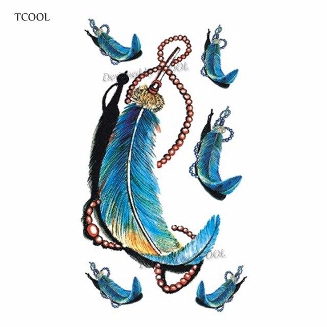 HXMAN Feather Temporary Tattoos Waterproof Women Tattoo Sticker Fashion Fake Body Art Men 10.5X6cm Kids Adult Hand Tatoo B-012