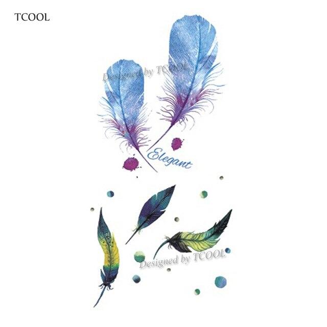 HXMAN Feather Temporary Tattoos Waterproof Women Tattoo Sticker Fashion Fake Body Art Men 10.5X6cm Kids Adult Hand Tatoo B-012