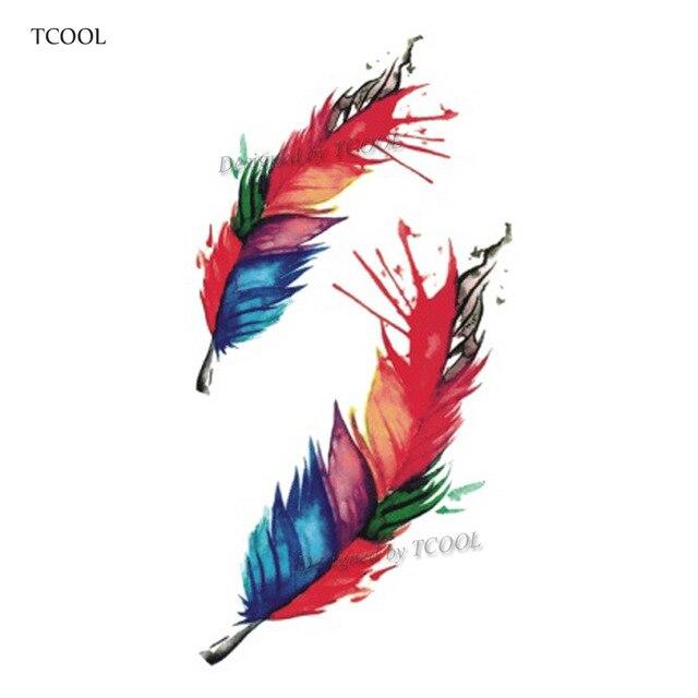 HXMAN Feather Temporary Tattoos Waterproof Women Tattoo Sticker Fashion Fake Body Art Men 10.5X6cm Kids Adult Hand Tatoo B-012
