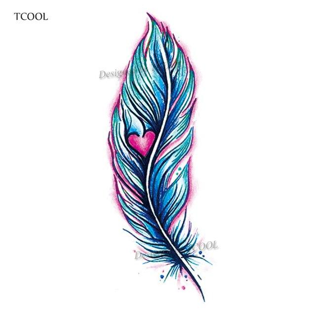 HXMAN Feather Temporary Tattoos Waterproof Women Tattoo Sticker Fashion Fake Body Art Men 10.5X6cm Kids Adult Hand Tatoo B-012