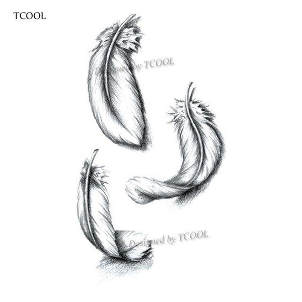 HXMAN Feather Temporary Tattoos Waterproof Women Tattoo Sticker Fashion Fake Body Art Men 10.5X6cm Kids Adult Hand Tatoo B-012