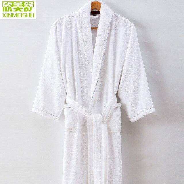 Men's Winter Cotton Terry Bathrobe Warm Soft Hooded Toweled Bath Robe Male Grey White Kimono Long Dressing Gown Autumn