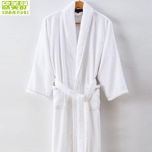 Men's Winter Cotton Terry Bathrobe Warm Soft Hooded Toweled Bath Robe Male Grey White Kimono Long Dressing Gown Autumn