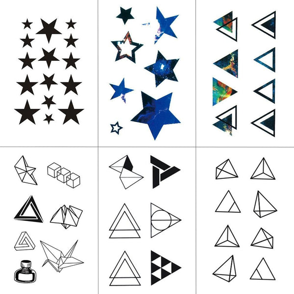 HXMAN Triangle Geometry Temporary Fake Tattoo Body Art Sticker Waterproof Face Tattoo Sticker for women Children 10.5X6cm G-017