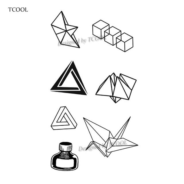HXMAN Triangle Geometry Temporary Fake Tattoo Body Art Sticker Waterproof Face Tattoo Sticker for women Children 10.5X6cm G-017