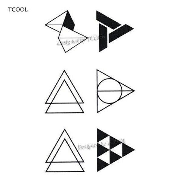 HXMAN Triangle Geometry Temporary Fake Tattoo Body Art Sticker Waterproof Face Tattoo Sticker for women Children 10.5X6cm G-017