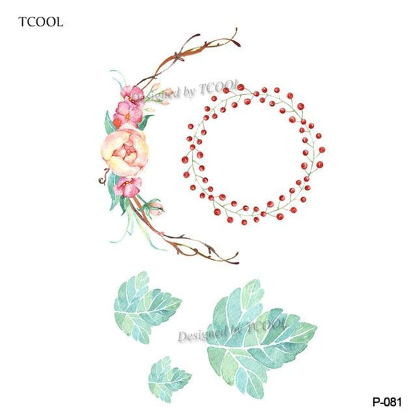 HXMAN Flower Temporary Tattoos for Women Hand Tattoo Sticker Fashion Body Art Waterproof Arm Fake Tatoo Paper 9.8X6cm P-013