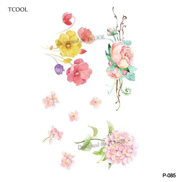 HXMAN Flower Temporary Tattoos for Women Hand Tattoo Sticker Fashion Body Art Waterproof Arm Fake Tatoo Paper 9.8X6cm P-013