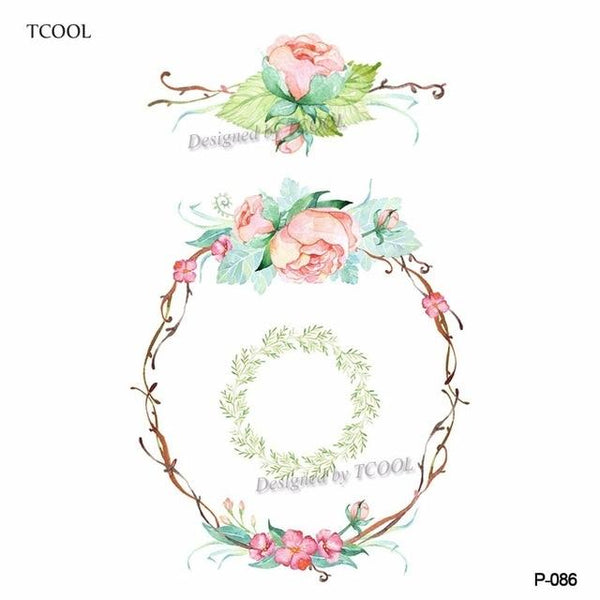 HXMAN Flower Temporary Tattoos for Women Hand Tattoo Sticker Fashion Body Art Waterproof Arm Fake Tatoo Paper 9.8X6cm P-013