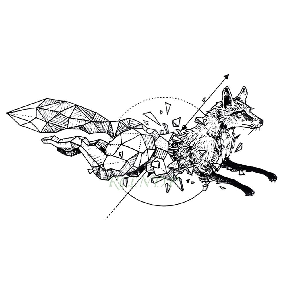 Waterproof Temporary Tattoo fox wolf wolves whale owl geometric animal tatto flash tatoo fake tattoos for girl women man kid 7