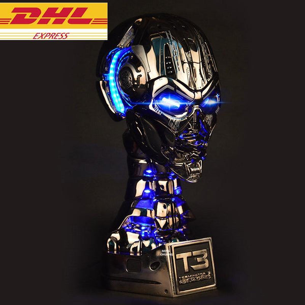 Terminator 1:1 Lift-Size Statue Arnold Schwarzenegger Half-Length Photo Or Portrait T3 Skull Endoskeleton Bust LED EYE Resin