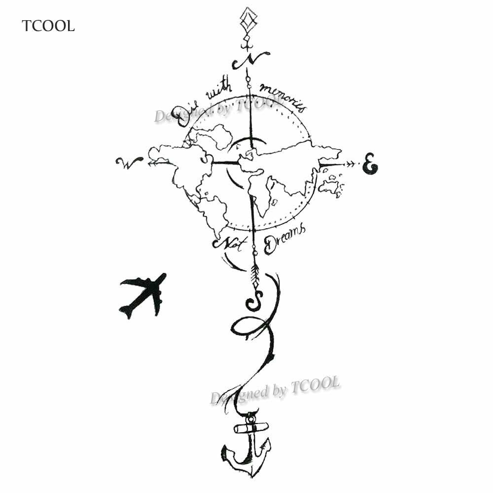 HXMAN Plane To Earth Temporary Fake Tattoo Body Art Sticker Waterproof Hand Tattoo Sticker for Men 9.8X6cm E-023