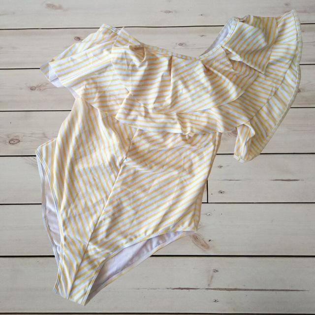 Bkning XXL Striped One Piece Swimwear Large Women Summer 2019 Monokini Puls Size Swimsuit Ruffle Onepiece Bathing Suit 1 Trikini