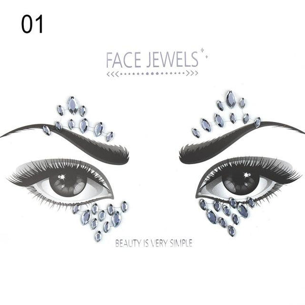 Make Up Adhesive Face Jewels Gems Temporary Tattoo Face Jewels Festival Party Body Art Gems Rhinestone Flash Tattoos Stickers