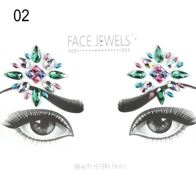 Make Up Adhesive Face Jewels Gems Temporary Tattoo Face Jewels Festival Party Body Art Gems Rhinestone Flash Tattoos Stickers