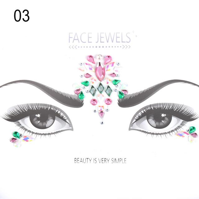 Make Up Adhesive Face Jewels Gems Temporary Tattoo Face Jewels Festival Party Body Art Gems Rhinestone Flash Tattoos Stickers
