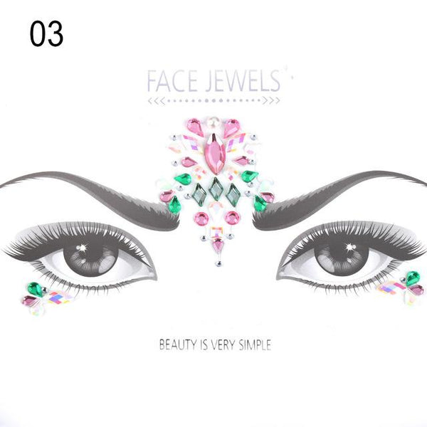 Make Up Adhesive Face Jewels Gems Temporary Tattoo Face Jewels Festival Party Body Art Gems Rhinestone Flash Tattoos Stickers