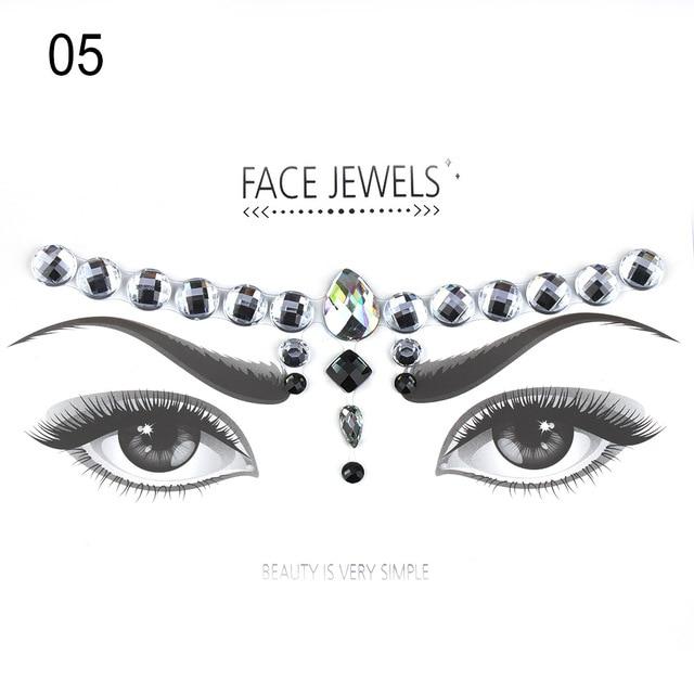 Make Up Adhesive Face Jewels Gems Temporary Tattoo Face Jewels Festival Party Body Art Gems Rhinestone Flash Tattoos Stickers