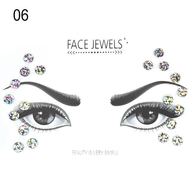 Make Up Adhesive Face Jewels Gems Temporary Tattoo Face Jewels Festival Party Body Art Gems Rhinestone Flash Tattoos Stickers