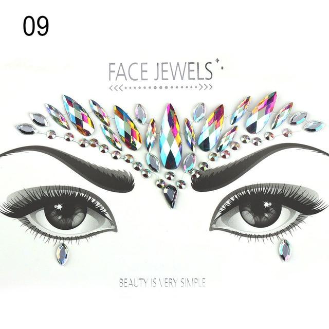 Make Up Adhesive Face Jewels Gems Temporary Tattoo Face Jewels Festival Party Body Art Gems Rhinestone Flash Tattoos Stickers