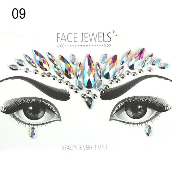 Make Up Adhesive Face Jewels Gems Temporary Tattoo Face Jewels Festival Party Body Art Gems Rhinestone Flash Tattoos Stickers
