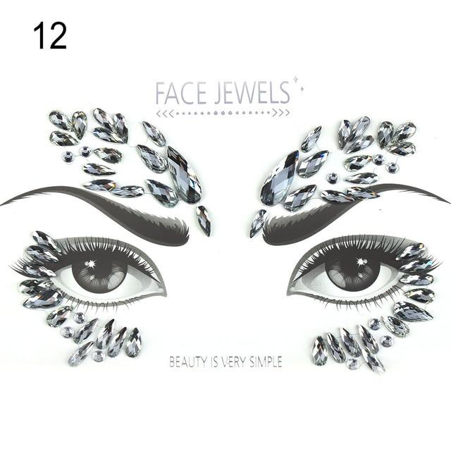 Make Up Adhesive Face Jewels Gems Temporary Tattoo Face Jewels Festival Party Body Art Gems Rhinestone Flash Tattoos Stickers
